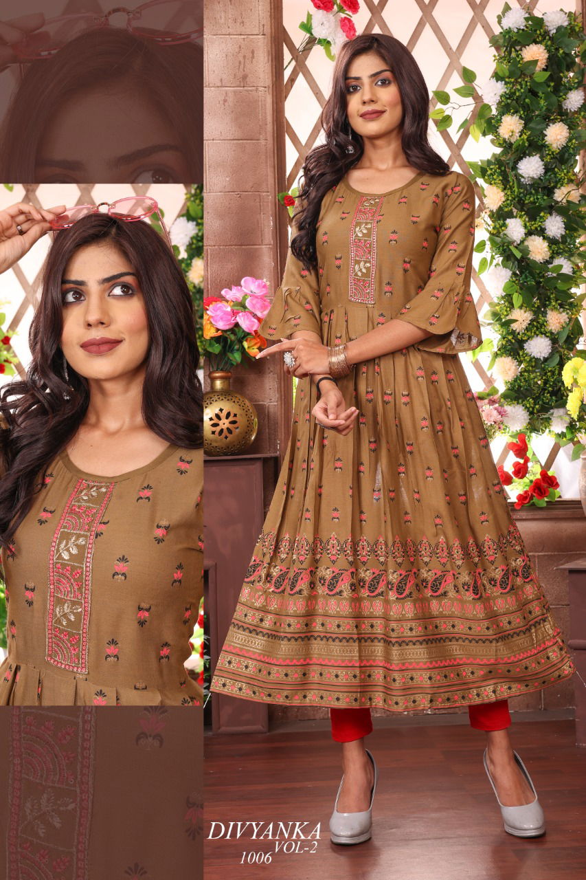 Divyanka 2 Fancy Ethnic Wear Wholesale Anarkali Kurtis Catalog
